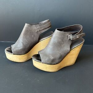 All Saints City Wooden Wedge | washed black | size EU38
